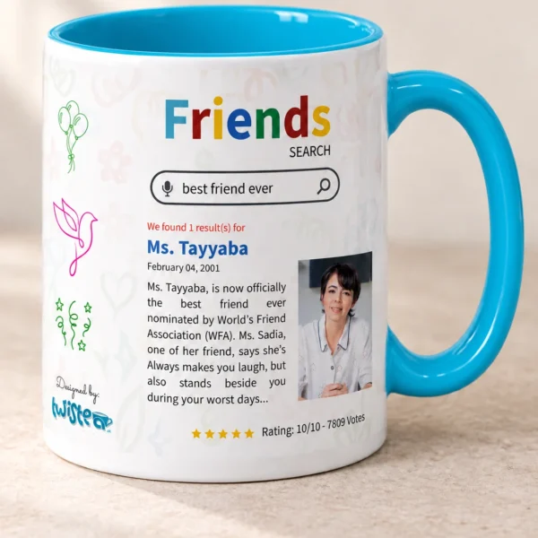 Friends Search mug, Cyan blue