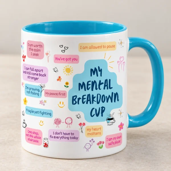 My Mental Breakdown Cup mug, Cyan blue