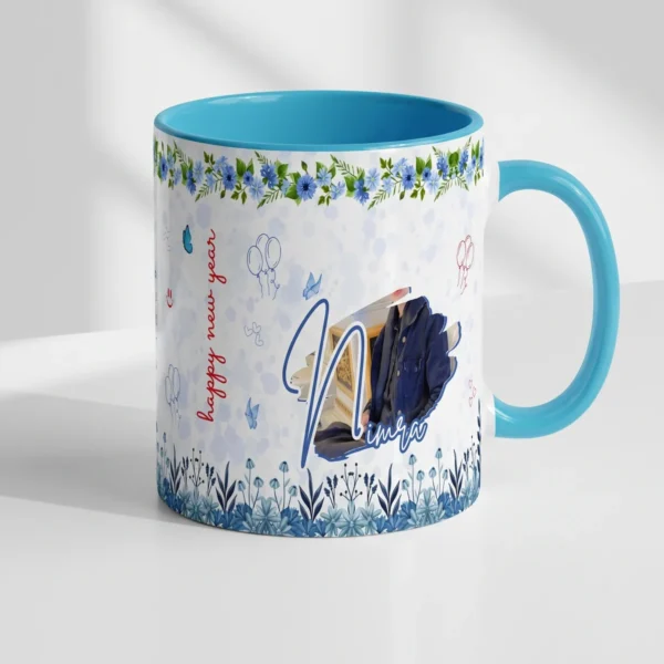 New Year Story mug, Cyan blue