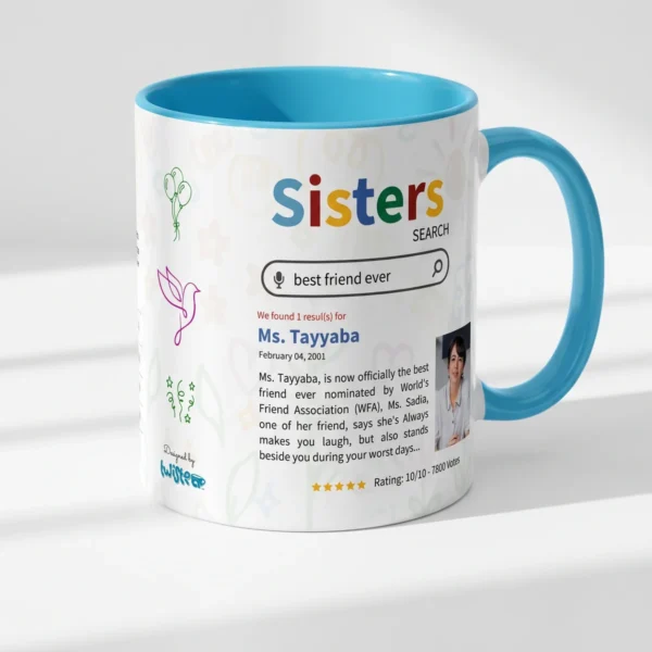 Sister Search mug, Cyan blue